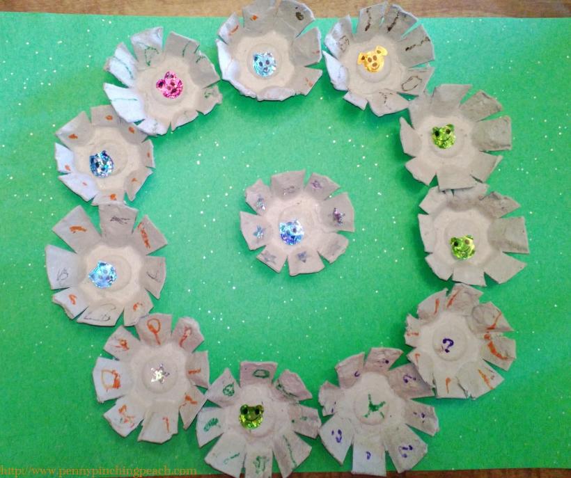 Egg carton flowers