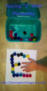 Tracing E With Pompoms